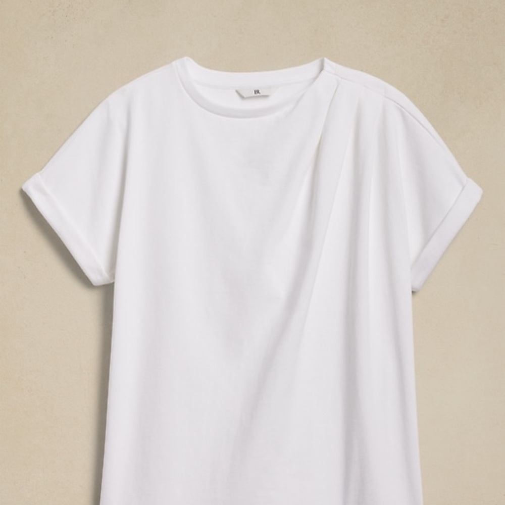 Banana Republic White Boxy Cuffed Sleeve T-Shirt